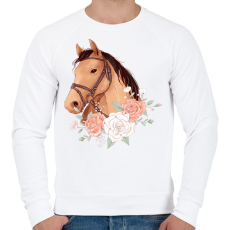 PRINTFASHION Ló rózsákkal - Férfi pulóver - Fehér