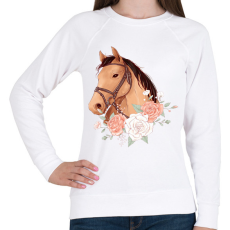 PRINTFASHION Ló rózsákkal - Női pulóver - Fehér