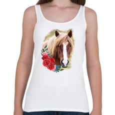 PRINTFASHION Ló virággal - Női atléta - Fehér