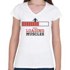 PRINTFASHION Loading Muscles - Női V-nyakú póló - Fehér női póló
