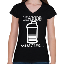 PRINTFASHION Loading Muscles - Női V-nyakú póló - Fekete női póló