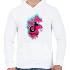PRINTFASHION Lobogó Tik Tok logo - Férfi kapucnis pulóver - Fehér férfi pulóver, kardigán