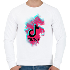 PRINTFASHION Lobogó Tik Tok logo - Férfi pulóver - Fehér férfi pulóver, kardigán