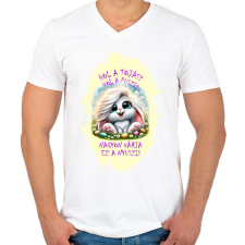 PRINTFASHION Locsolkodós póló - Férfi V-nyakú póló - Fehér férfi póló