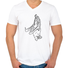 PRINTFASHION Lógó denevér - Férfi V-nyakú póló - Fehér