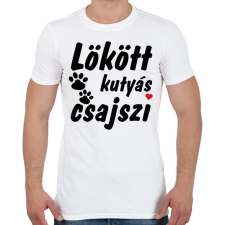 PRINTFASHION Lökött kutyás csajszi - Férfi póló - Fehér férfi póló
