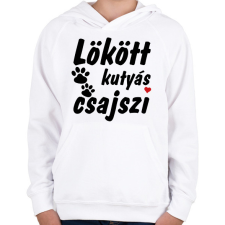 PRINTFASHION Lökött kutyás csajszi - Gyerek kapucnis pulóver - Fehér gyerek pulóver, kardigán