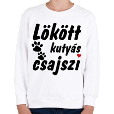 PRINTFASHION Lökött kutyás csajszi - Gyerek pulóver - Fehér