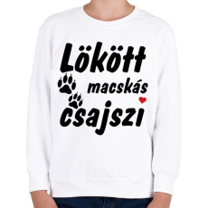 PRINTFASHION Lökött macskás csajszi - Gyerek pulóver - Fehér