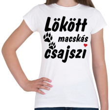 PRINTFASHION Lökött macskás csajszi - Női póló - Fehér női póló