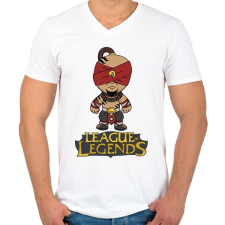 PRINTFASHION LOL Lee Sin - Férfi V-nyakú póló - Fehér férfi póló