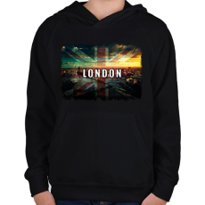 PRINTFASHION LONDON LÁTKÉP - Gyerek kapucnis pulóver - Fekete