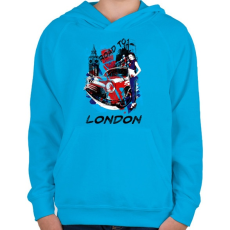 PRINTFASHION London utjain - Gyerek kapucnis pulóver - Azúrkék