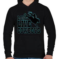 PRINTFASHION Long live cowboys - Férfi kapucnis pulóver - Fekete