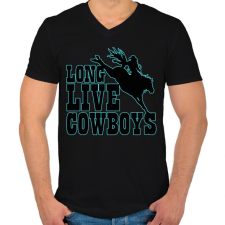 PRINTFASHION Long live cowboys - Férfi V-nyakú póló - Fekete férfi póló