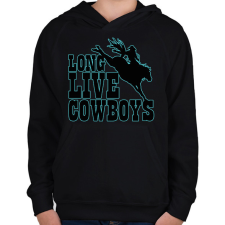 PRINTFASHION Long live cowboys - Gyerek kapucnis pulóver - Fekete gyerek pulóver, kardigán