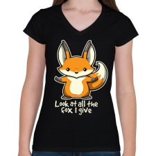 PRINTFASHION Look At All The Fox I Give - Női V-nyakú póló - Fekete női póló