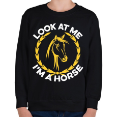 PRINTFASHION Look I'm a horse - Gyerek pulóver - Fekete
