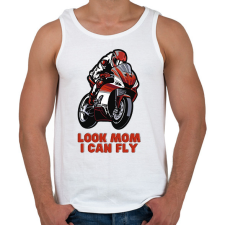 PRINTFASHION Look Mom, I can fly motoros - Férfi atléta - Fehér atléta, trikó