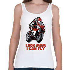 PRINTFASHION Look Mom, I can fly motoros - Női atléta - Fehér
