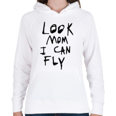 PRINTFASHION Look mom, i can fly! - Női kapucnis pulóver - Fehér