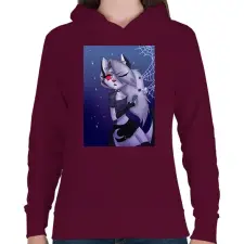 PRINTFASHION Loona - Női kapucnis pulóver - Bordó női pulóver, kardigán