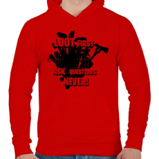 PRINTFASHION Loot first - Férfi kapucnis pulóver - Piros