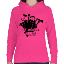 PRINTFASHION Loot first - Női kapucnis pulóver - Fukszia női pulóver, kardigán