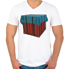 PRINTFASHION Lootbox - Férfi V-nyakú póló - Fehér