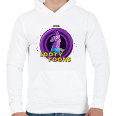 PRINTFASHION Looty Toons - Férfi kapucnis pulóver - Fehér