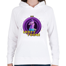 PRINTFASHION Looty Toons - Női kapucnis pulóver - Fehér női pulóver, kardigán