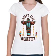 PRINTFASHION Lopott étel - Omaha indián - Női V-nyakú póló - Fehér