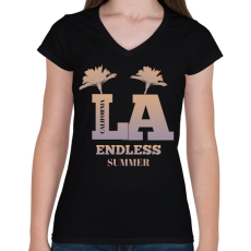 PRINTFASHION los angeles california - Női V-nyakú póló - Fekete