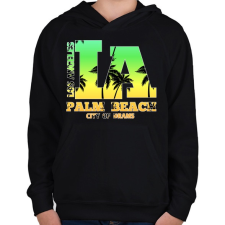 PRINTFASHION Los angeles palm beach - Gyerek kapucnis pulóver - Fekete gyerek pulóver, kardigán