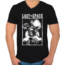 PRINTFASHION Lost in space - Férfi V-nyakú póló - Fekete férfi póló