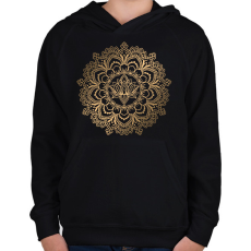 PRINTFASHION Lótusz mandala - Gyerek kapucnis pulóver - Fekete