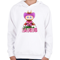 PRINTFASHION Lovag Labubu - Gyerek kapucnis pulóver - Fehér