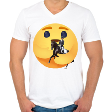 PRINTFASHION Lovaglás - Férfi V-nyakú póló - Fehér férfi póló