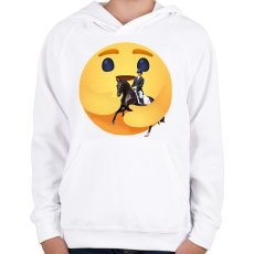 PRINTFASHION Lovaglás - Gyerek kapucnis pulóver - Fehér