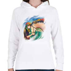 PRINTFASHION Lovaglás - Női kapucnis pulóver - Fehér