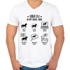 PRINTFASHION Lovas dolgok - Férfi V-nyakú póló - Fehér