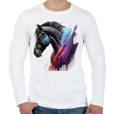 PRINTFASHION Lovas - Férfi hosszú ujjú póló - Fehér