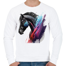 PRINTFASHION Lovas - Férfi pulóver - Fehér férfi pulóver, kardigán
