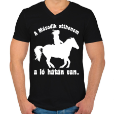 PRINTFASHION lovas - Férfi V-nyakú póló - Fekete férfi póló