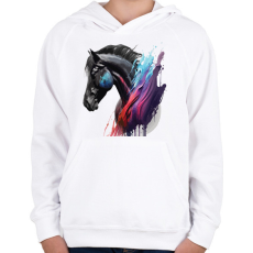 PRINTFASHION Lovas - Gyerek kapucnis pulóver - Fehér