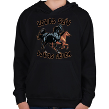 PRINTFASHION lovas - Gyerek kapucnis pulóver - Fekete gyerek pulóver, kardigán