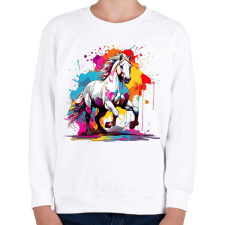 PRINTFASHION Lovas - Gyerek pulóver - Fehér gyerek pulóver, kardigán