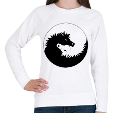 PRINTFASHION Lovas jin-jang - Női pulóver - Fehér női pulóver, kardigán