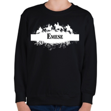 PRINTFASHION Lovas minta - Névvel, fehér - Gyerek pulóver - Fekete