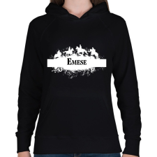 PRINTFASHION Lovas minta - Névvel, fehér - Női kapucnis pulóver - Fekete női pulóver, kardigán